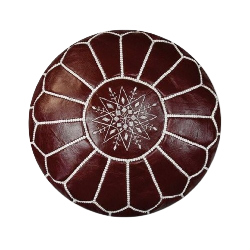 Moroccan Leather Pouf | Bordeaux