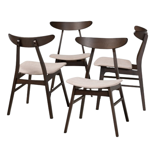 [Item #: BSOFiesta-Latte/Coffee Oak-DC]  Britte Mid-Century Chair (Set of 4)