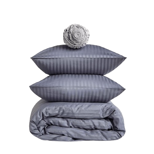 [Sateen Stripe - Core Bedding Set - Dark Grey & Grey] Sateen Stripe | Core Bedding Set