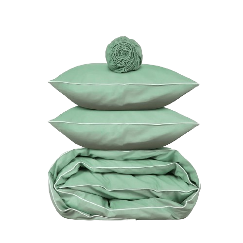 [Classic Percale - Core Bedding Set - Jade Green with White Piped Edge] Classic Percale | Core Bedding Set
