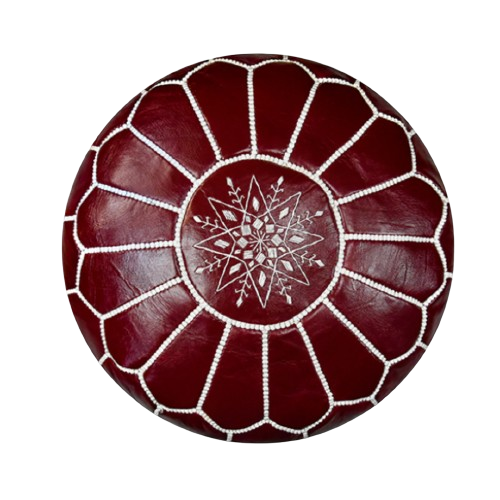 [Moroccan Leather pouf | Bordeaux] Moroccan Leather pouf | Bordeaux